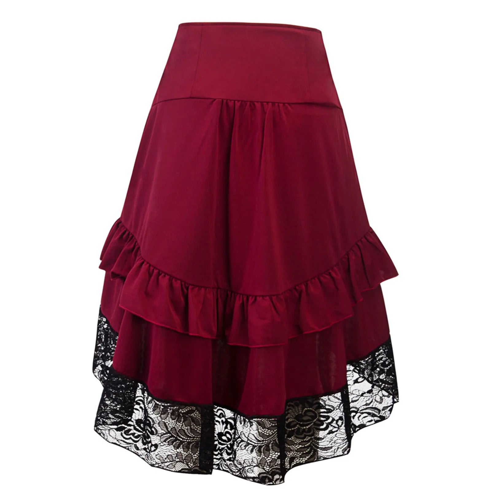 Women's Skirt Drawstring Patchwork Nightclub Party Gothic Halloween Lace Patchwork Skirt Perspective Hem Skirts for Women