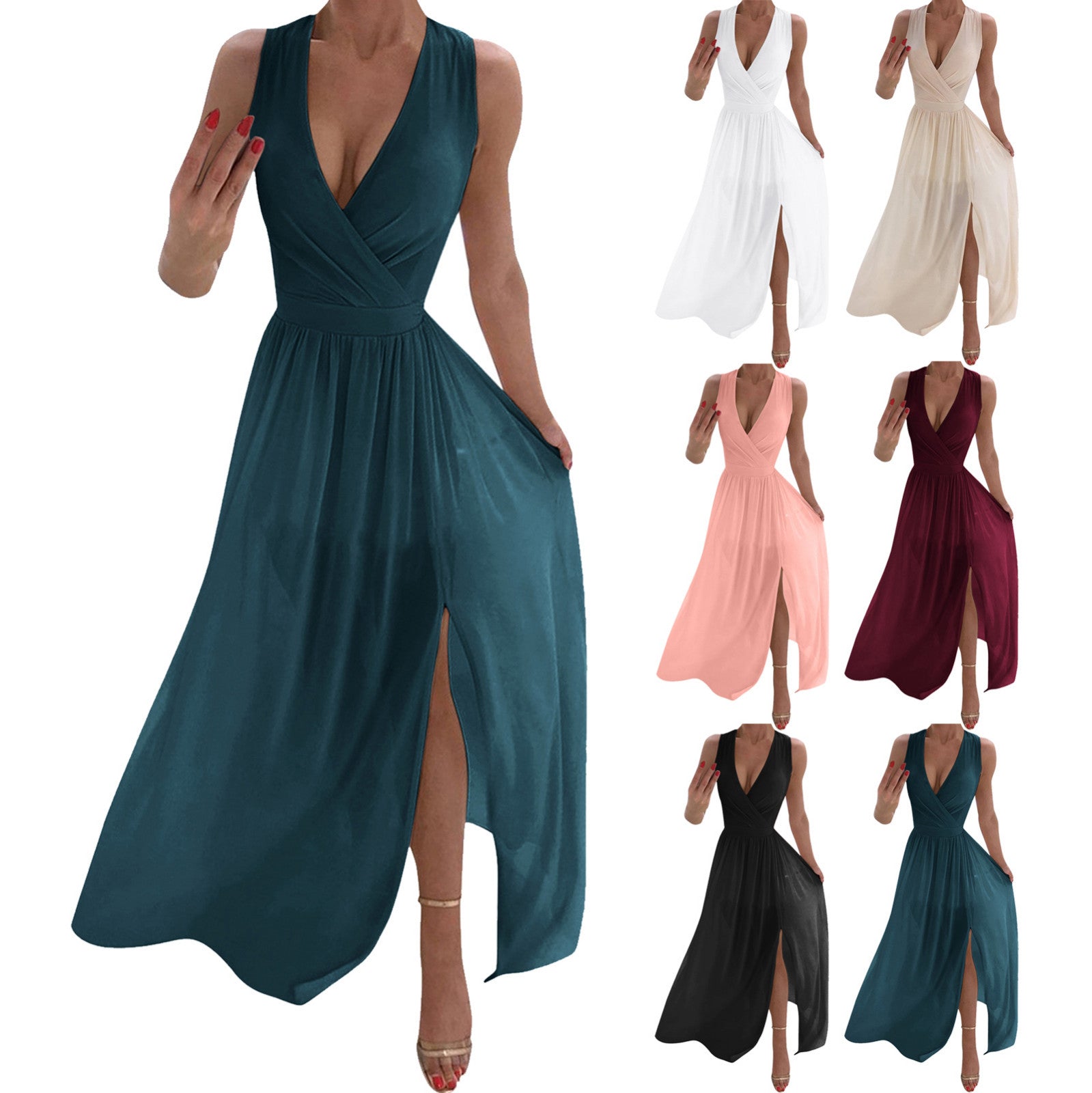 Sexy Women Dresses Outfits 2023 Plus Size Beach V-neck Dresses Summer Party A-line Midi Formal Dresses Women's Clothing 원피스
