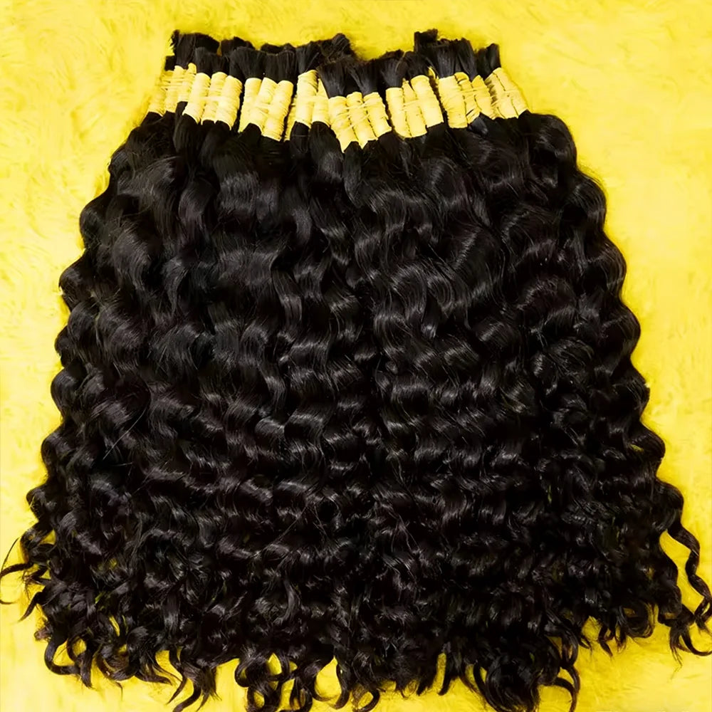 Boho Braids Human Hair Boho Hair for Braiding Knotless Deep Wave Human Hair Bulk Hair for Braiding For Women Choice