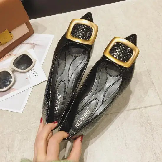 Flat Shoes Women Snakeskin Pointed Women Flats Large Size 44 45 46 Zapatillas Mujer Spring Summer Casual Shoes Small Size 32 33