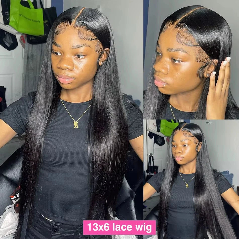 210 Density Bone Straight Human Hair Wig 360 Full Lace Front Wig 40 Inch Pre Plucked Brazilian 13x6 Lace Frontal Wig For Women