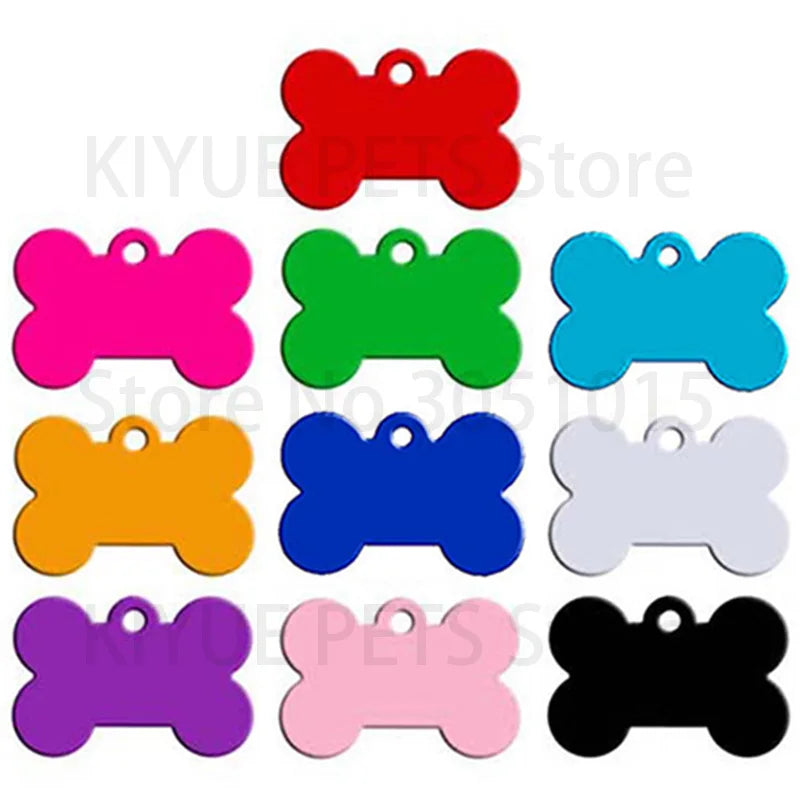 20Pcs Dog ID Tag Personalized Pet Engraved Pet ID Name Number For Puppy Dog Customized Tag Collar Pendant Bone Pet Accessories