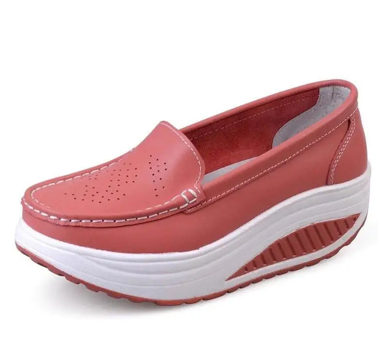 Women's shoes 2020 spring summer all-match mother single shoes leather rocking shoes platform platform nurse shoes work shoes