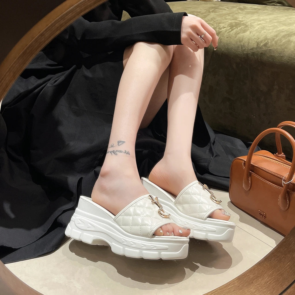 Women Sandals Summer Platform Letters Fashion Sandals Casual Comfortable Slipper Women Lightweight Non-slip Outside Slides Women