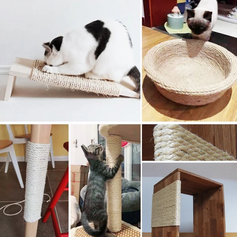 Natural Sisal Rope for Cat Tree Cat Scratching Post Replacemen Rope Sisal for Protect Sofa Cats Scratcher Rope Scraper Cats Toy