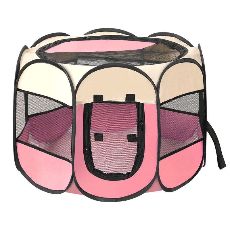 Portable Foldable Pet Tent Kennel Octagonal Pet Tent Foldable Portable Oxford Cloth Cat and Dog Nest Home Furnishings