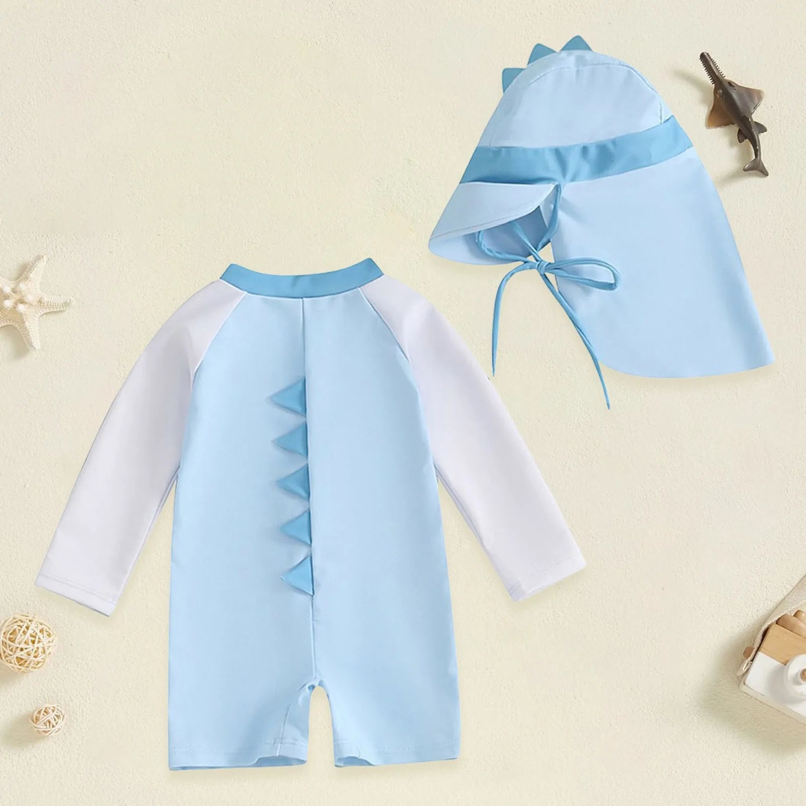 Infant Boys Swimsuit Long Sleeve Zipper Swimsuit Sun Protective Clothing Infant Bathing Swimwear Swimsuit Romper with Bow Print