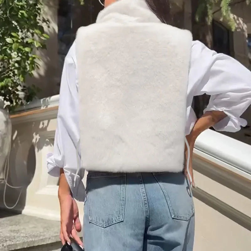 KUCLUT 2025 Autumn Winter Plush Vest For Women High-End Faux Mink Velvet High Collar Elegant Waistcoat Top Female 1A1010