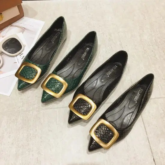 Flat Shoes Women Snakeskin Pointed Women Flats Large Size 44 45 46 Zapatillas Mujer Spring Summer Casual Shoes Small Size 32 33