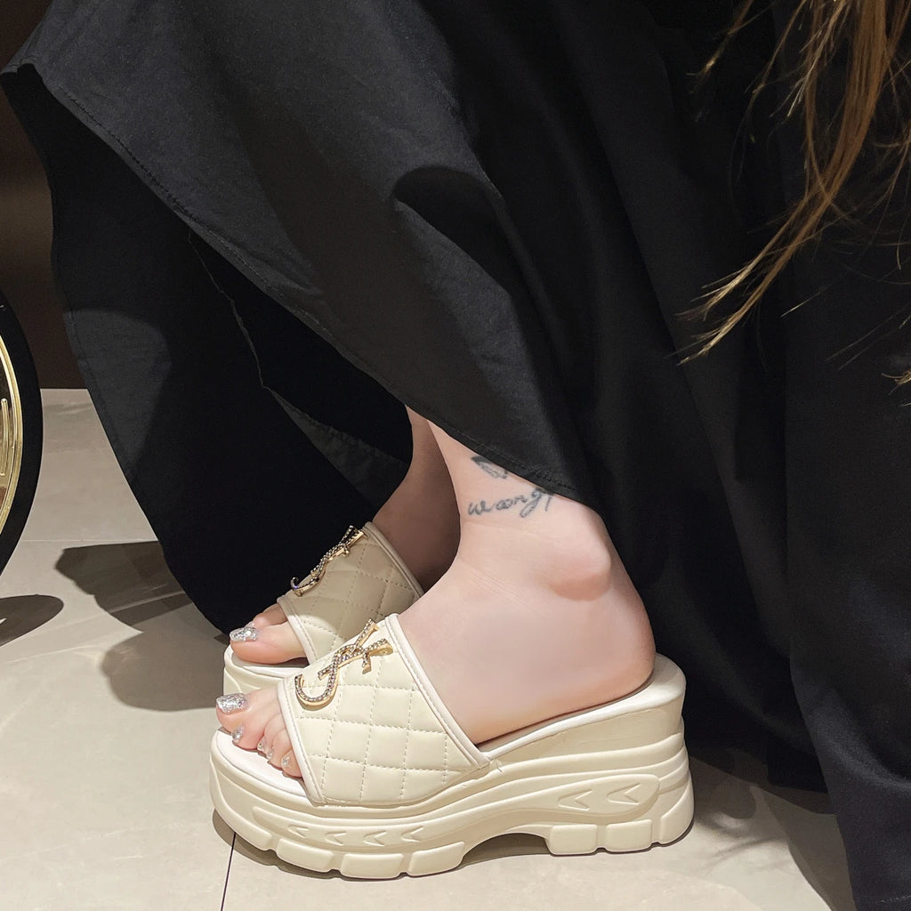 Women Sandals Summer Platform Letters Fashion Sandals Casual Comfortable Slipper Women Lightweight Non-slip Outside Slides Women