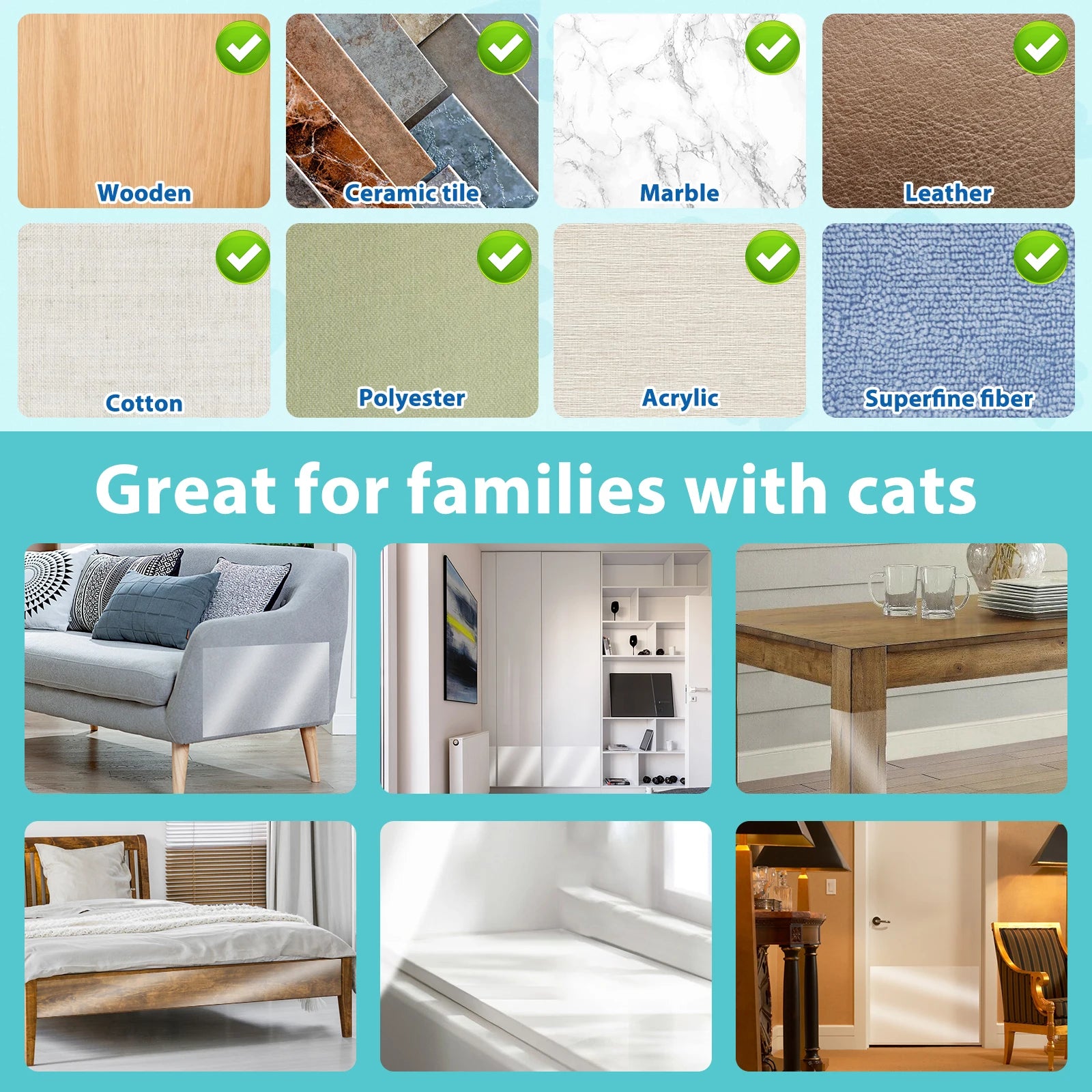 500cm Cat Scratch Deterrent Tape Furniture Protectors for Cats PVC Transparent Self-Adhesive Pet Training Tape for Furniture