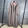 DEAT 2025 winter new fashion high quality Fox Faux Fur long Coat for Women Suit Collar solid color thick warm jacket 11A06914
