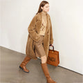 Amii Fur Coat 2025 Winter New Warm Office Lady Turn-Down Collar Full Wool Outerwears Straight Double-breasted Coat 12554013