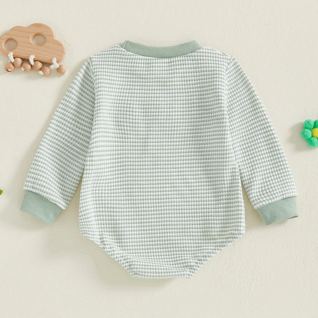 Lioraitiin Newborn Baby Boy Romper Long Sleeve Round Neck Duck Embroidery Bodysuit Fall Playsuit