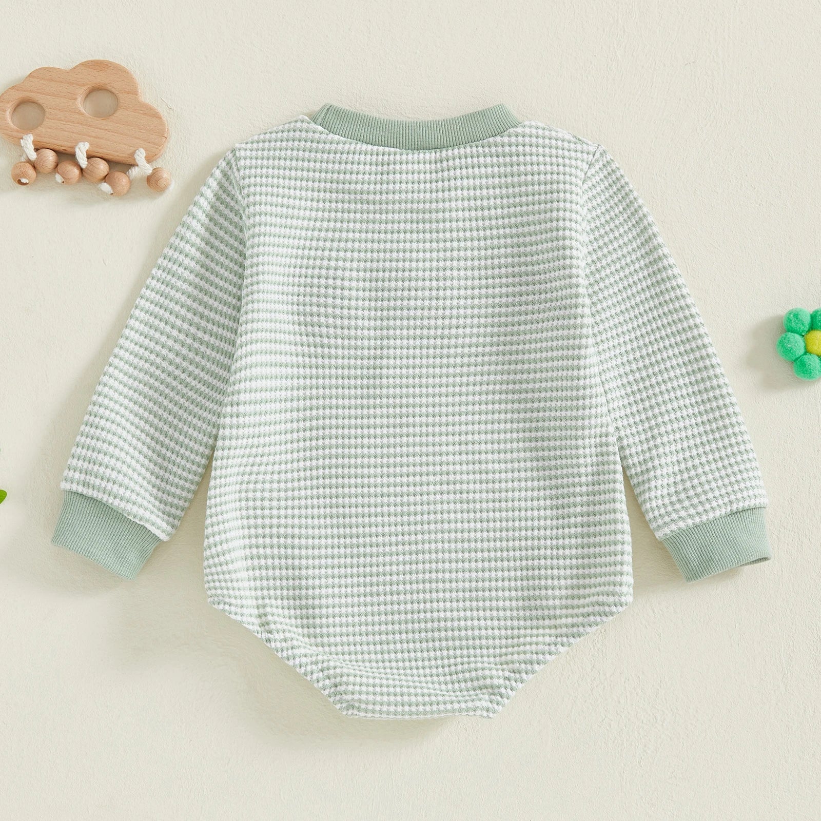 Lioraitiin Newborn Baby Boy Romper Long Sleeve Round Neck Duck Embroidery Bodysuit Fall Playsuit