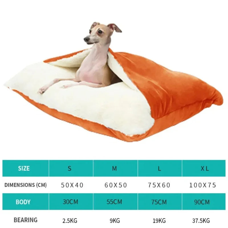 Pet Bed Dogs Kennel Winter Warm Removable Washable Bite-resistant Puppy Sofa Cushion Plush Cat Mat for Large Pet Sleeping Bag