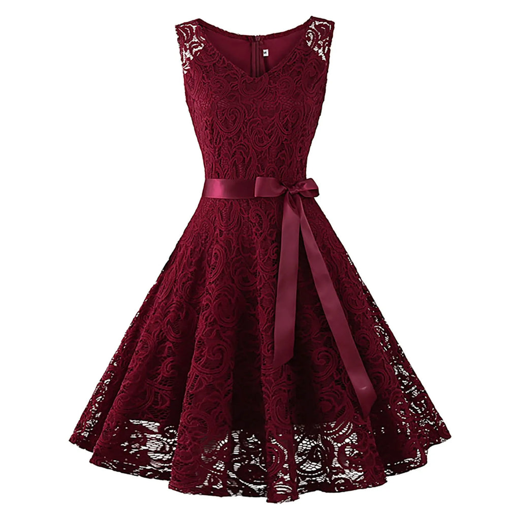 Pink Lace Party Wedding Dresses for Women Solid Sleeveless Elegant Gown Bridesmaid Prom Party A Line Dress Hollow Lace Up Robe