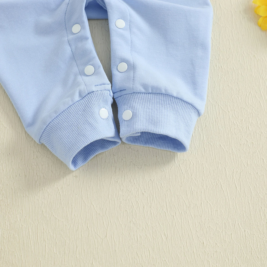 Baby Boy Fall Romper Plaid Print Letter Embroidery Long Sleeve Round Neck Full Length Jumpsuit