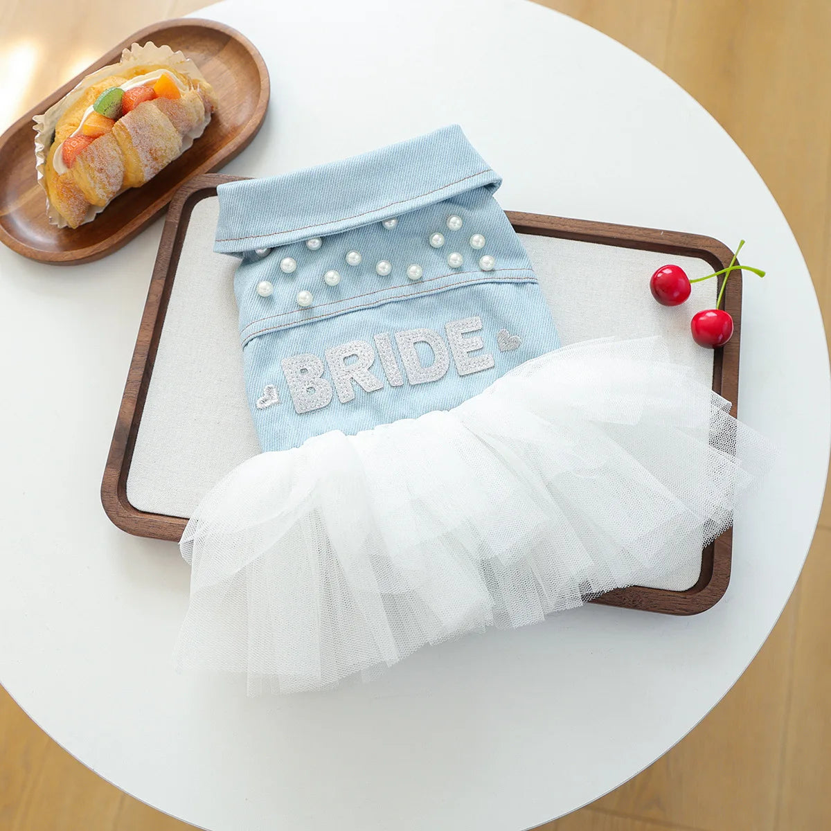 Bride Apparel For Dogs Autumn Denim Coat With Tutu Skirt Pet Dresses For Small Puppy Animal Cat Dachshund Suit Chihuahua Clothes