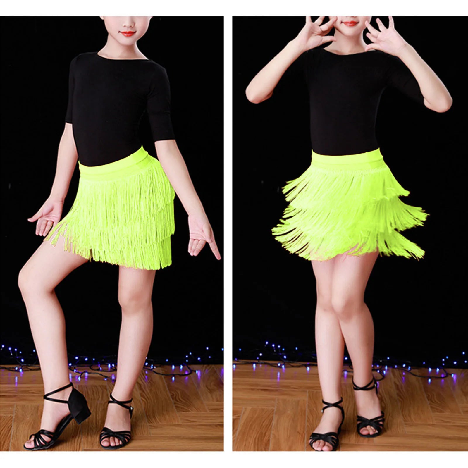 Girl dresses Kids Girls Tassel Dance Skirt Latin Ballroom Layered Fringe Dancewear vestidos para niñas