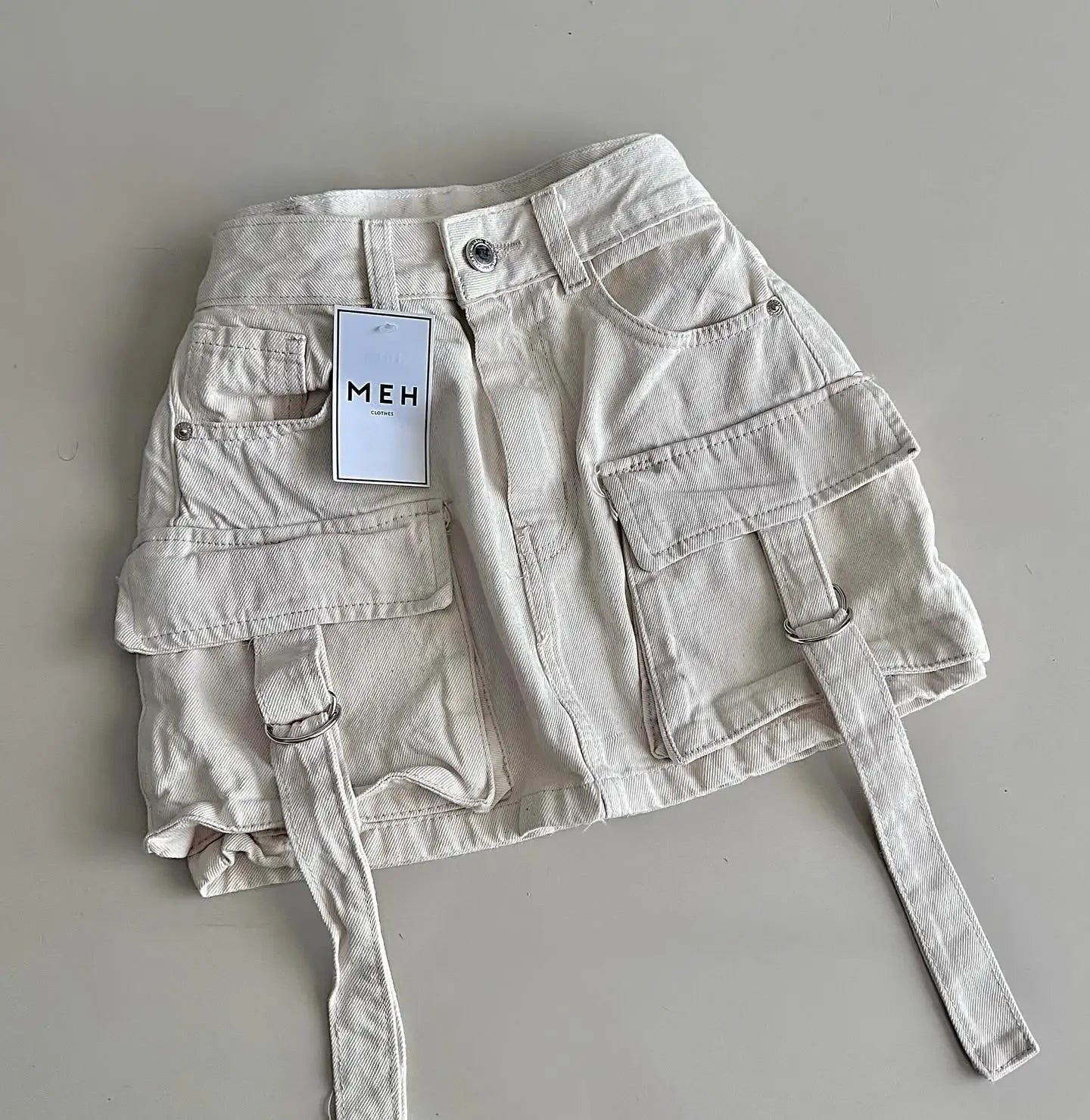 Y2k Harajuku Retro Mini Skirt Womens Fashionable Off White Multi Pocket Ultra Short Denim Skirt Gothic Casual Sexy Short Skirt