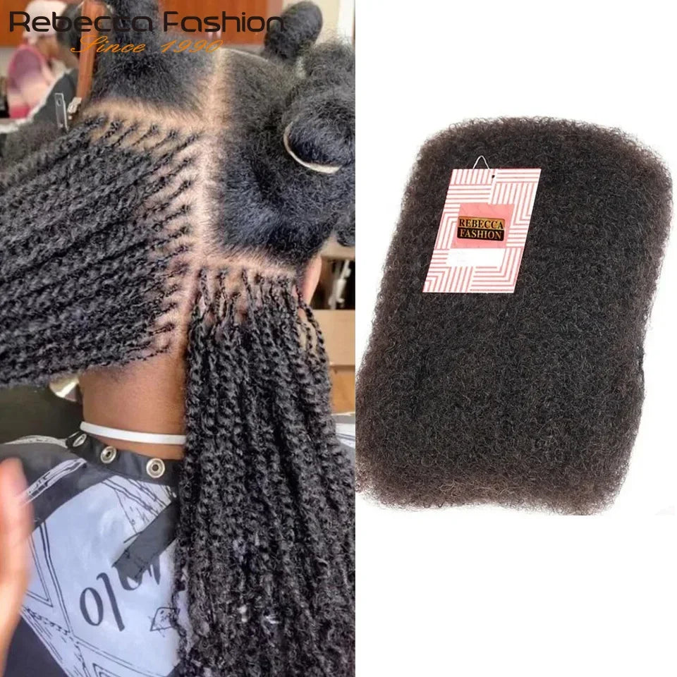 Afro Kinky Bulk Human Hair Extensions QVR US Local Shipping Natural Black/Brown Lightweight For Braiding Styling Everyday Wear