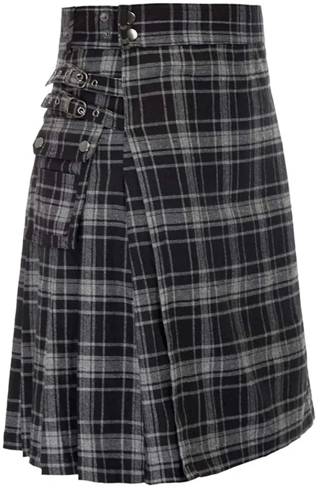 Men's Scottish Festive Skirt Men's Check Contrast Pleated Skirt