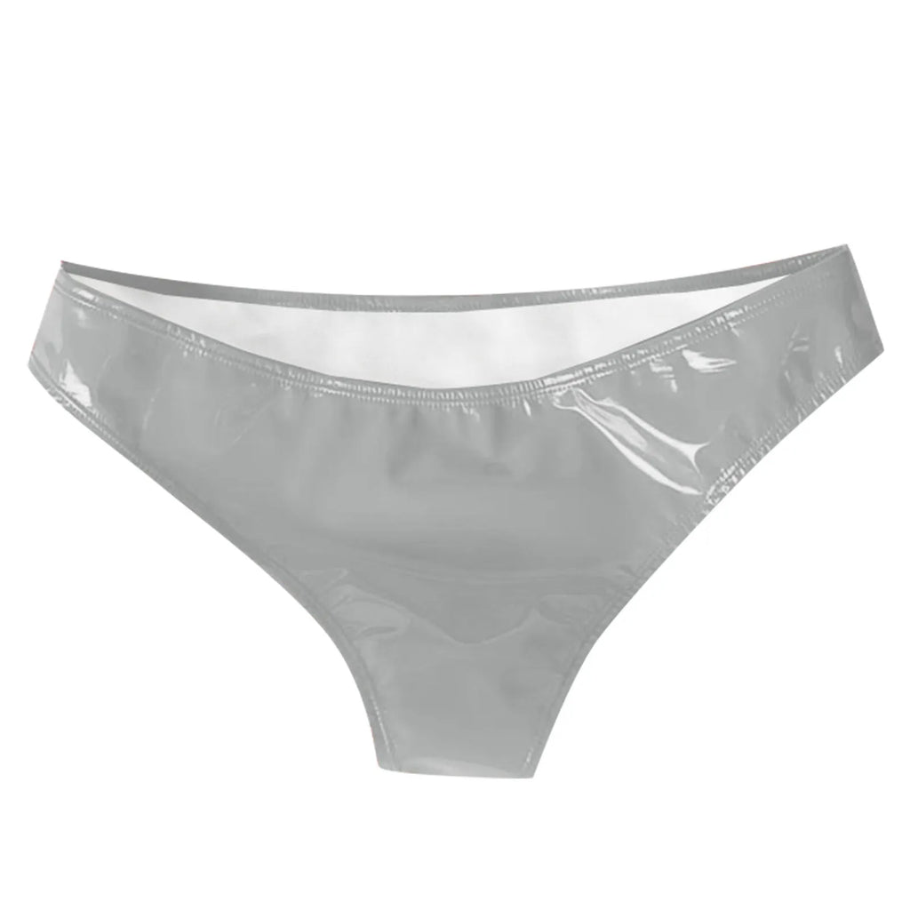 Women Bright PU Leather Panties Low Waist WetLook Shiny Underwear Clubwear Sexy Lingerie Seamless Stretch Solid Brief трусы