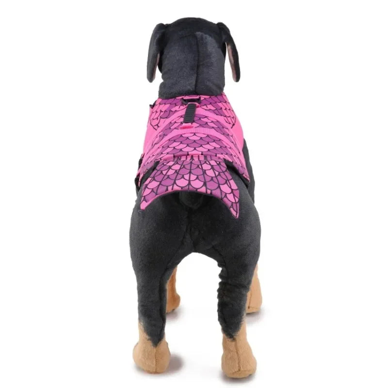 Pet Dog Life Jacket Vest Clothes Life Vest Collar Harness Pet Swimming Summer Swimwear Scales Shark Floating clothes swimsuit