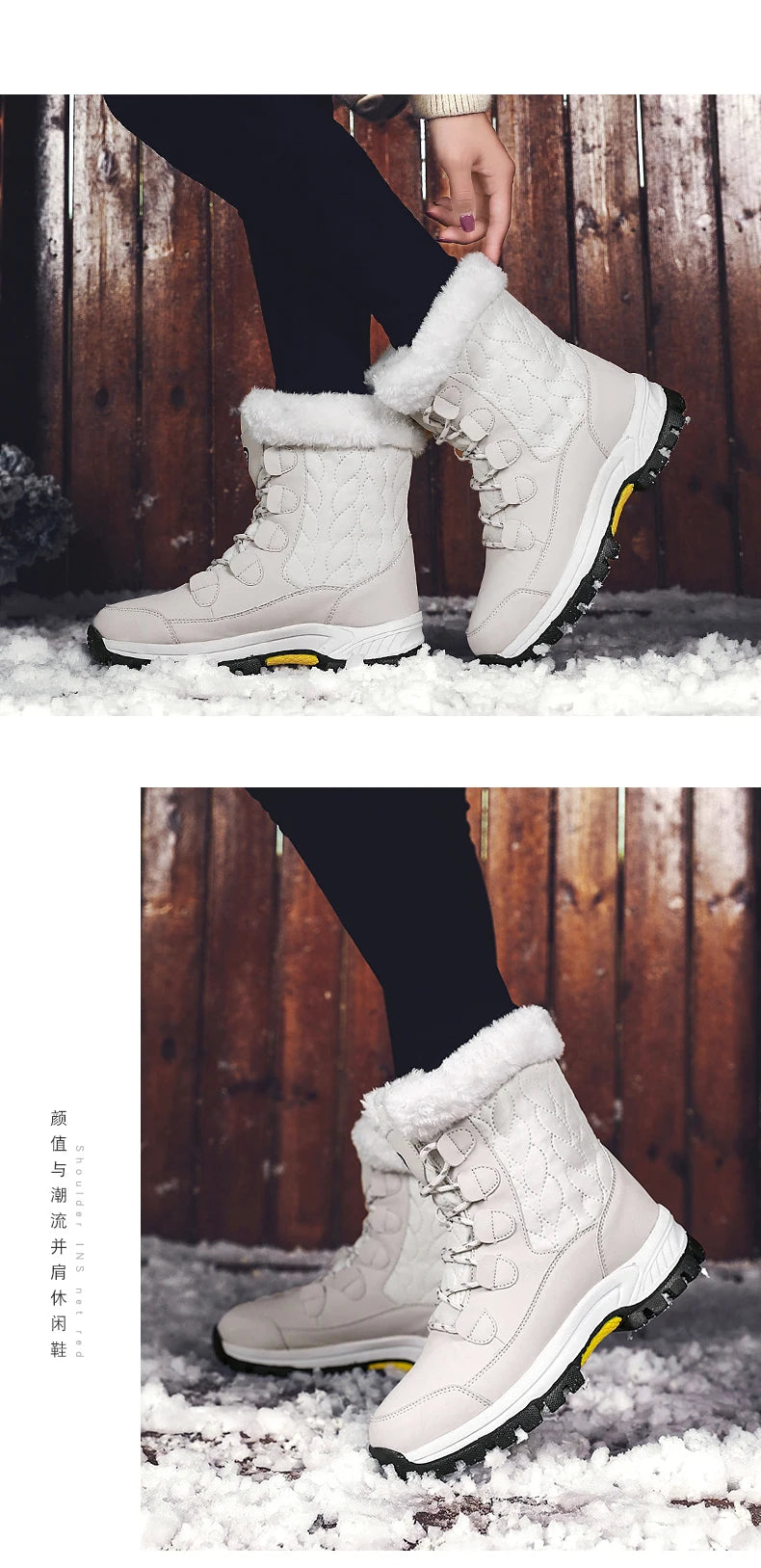 Women Classic Snow Boots Winter Warm Shoes Handmade Platform Shoes Womens Boots Ankle  Size 43 Booties