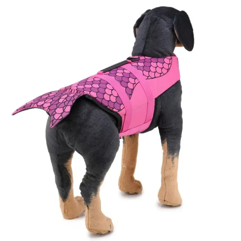 Pet Dog Life Jacket Vest Clothes Life Vest Collar Harness Pet Swimming Summer Swimwear Scales Shark Floating clothes swimsuit