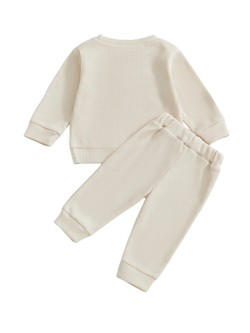 Toddler Baby Boys Thanksgiving Outfit Turkey Letter Embroidery Long Sleeve Pullover Elastic Waist Solid Pants 2Pcs Waffled Set