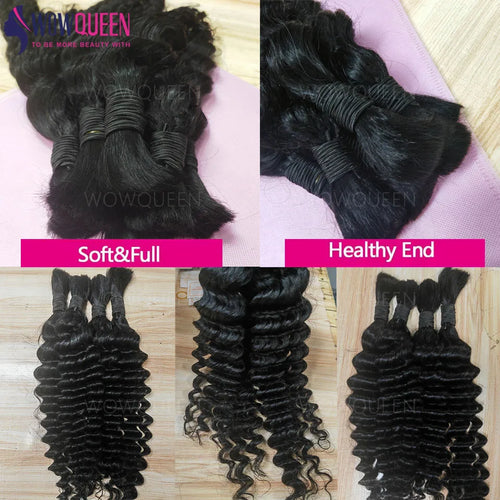 100% Human Hair Deep Wave Boho Braids Human Hair Bulk 50g/100g Braiding Hair Weave Extensions Brazilian Curly Hair for Braiding