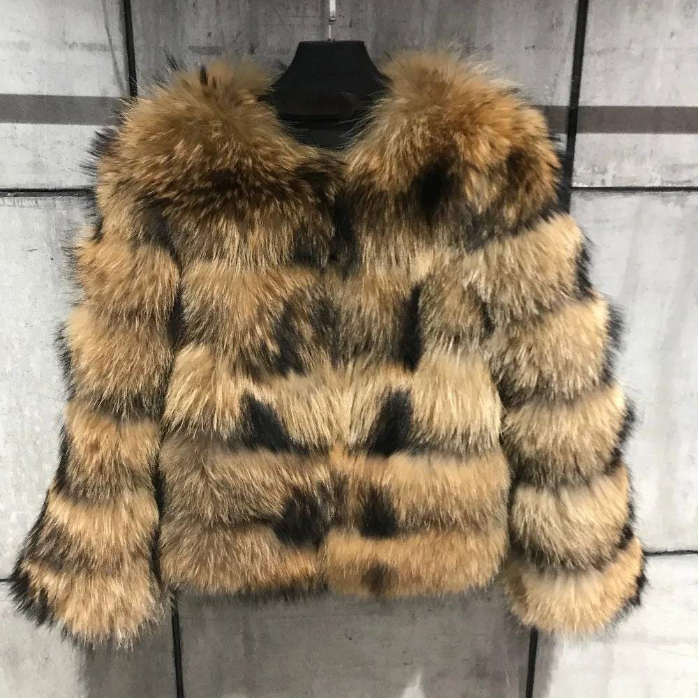 Women Fake Raccoon Fur Coat Ladies Winter Thick Warm Furry Faux Fur Fox Jackets Coats Patchwork Outerwear casaco feminina frio
