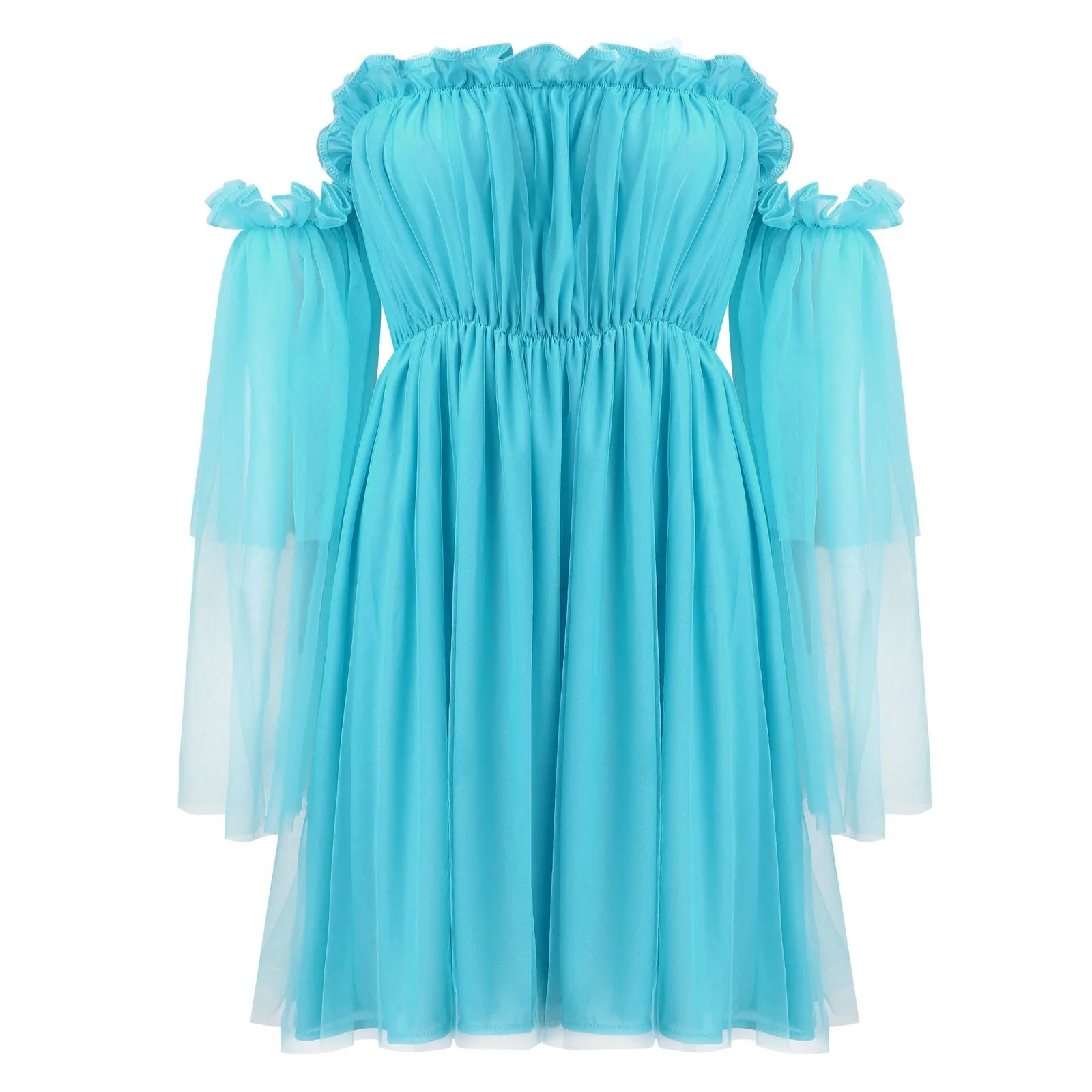 Off Shoulder Ruffle Dresses For Women Elegant Summer High Waist Loose Wedding Dress Summer Women's Dresses Beach Female Dress