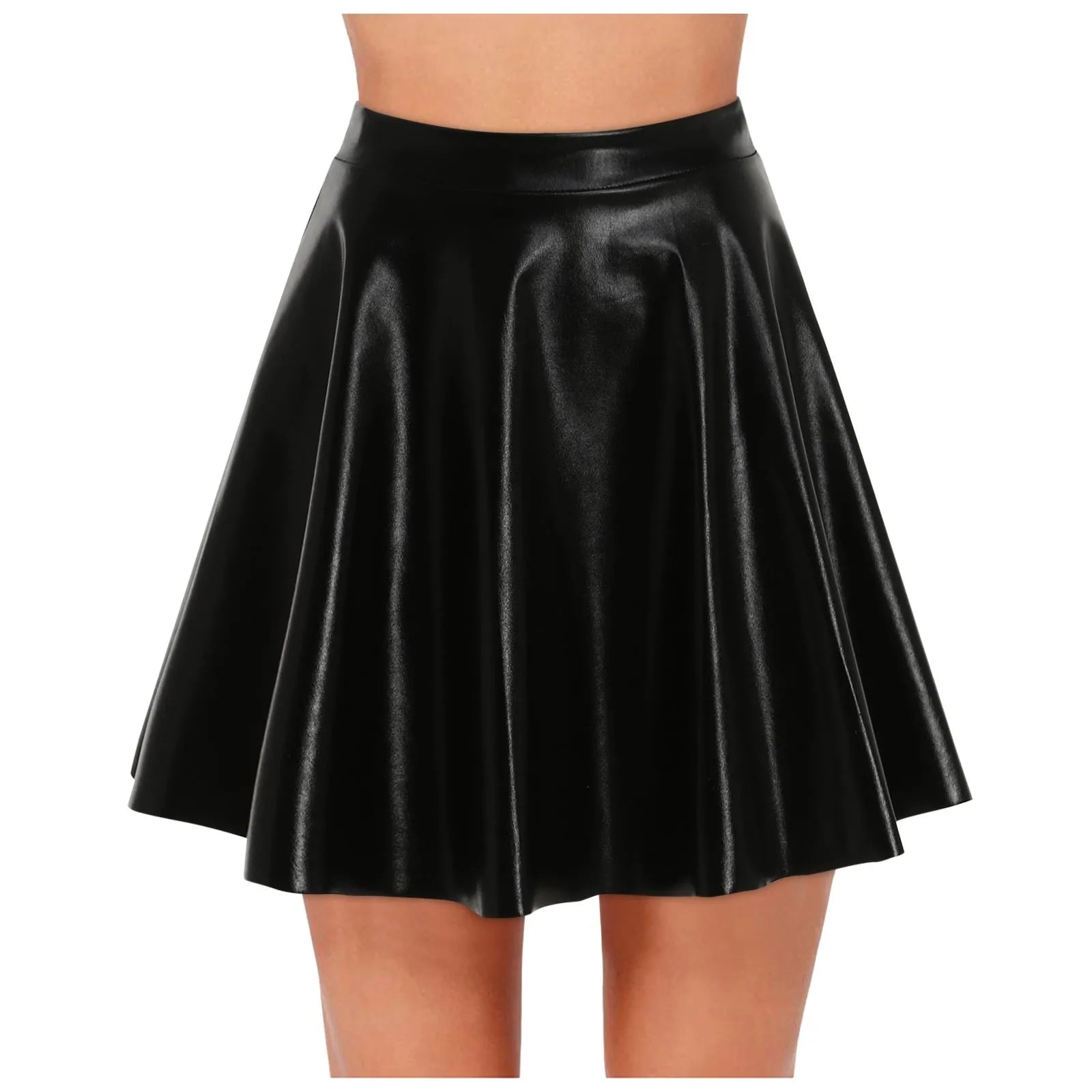 Women's Hight Waist Skirt Shiny Skater Skirt Sparkly Shiny Flared Pleated A Line Mini Skort Girls' Carnival Cosplay Skirt