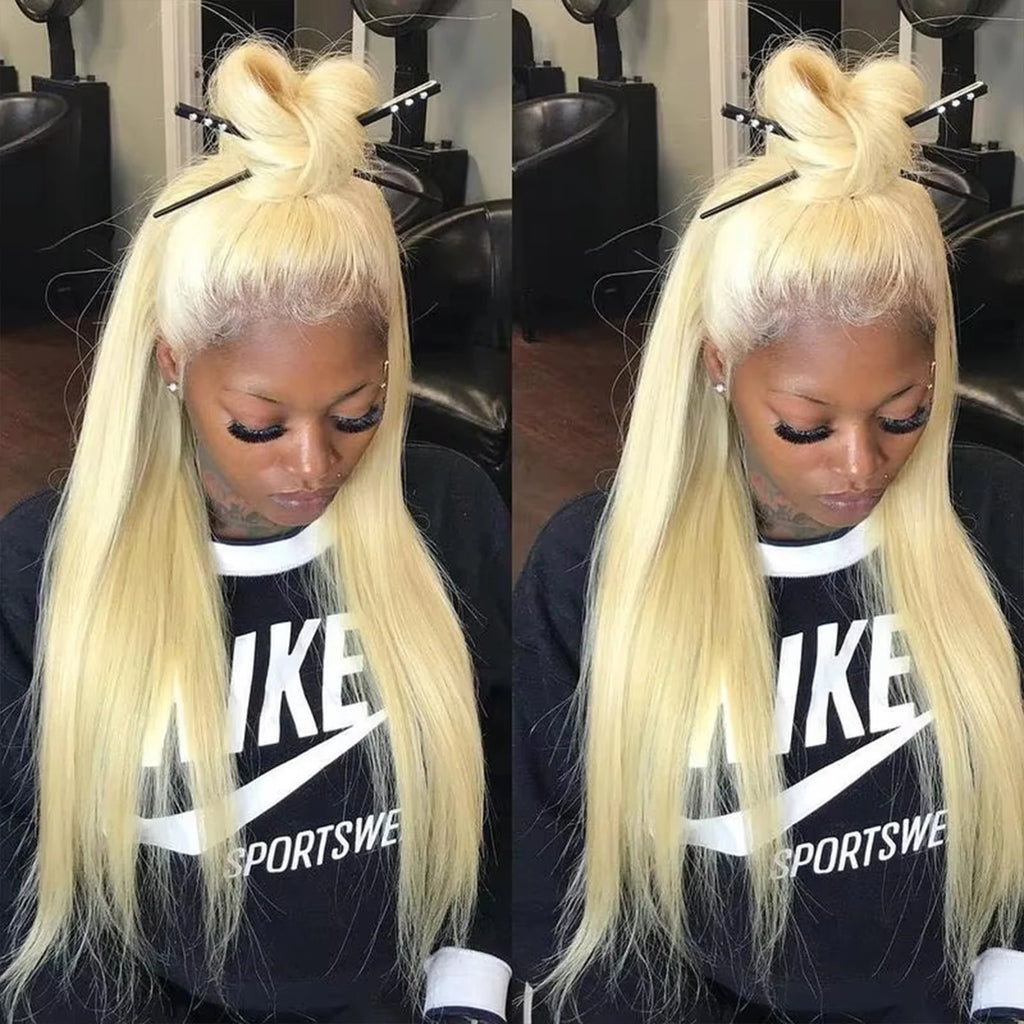 613 Blonde Straight HD Transparent 13x5 13x6 Lace Front Human Hair Wigs Brazilian PrePlucked 40 Inch Lace Frontal Wig Human Hair