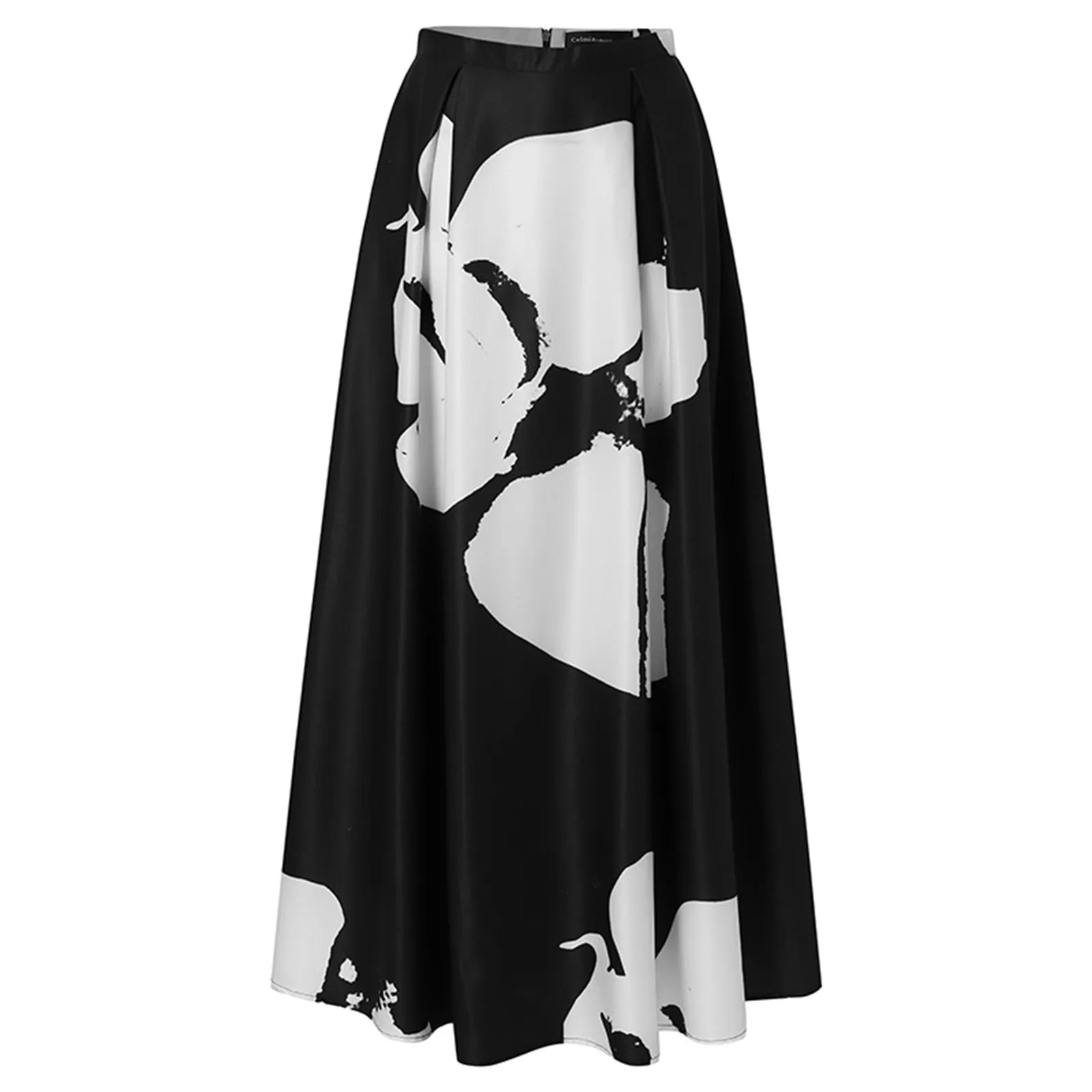 Women's Boho Skirt Vintage High Waist Large Swing Color Blocking A-Line Long Skirt Faldas Female Loose Fit Casual Beach Skirt