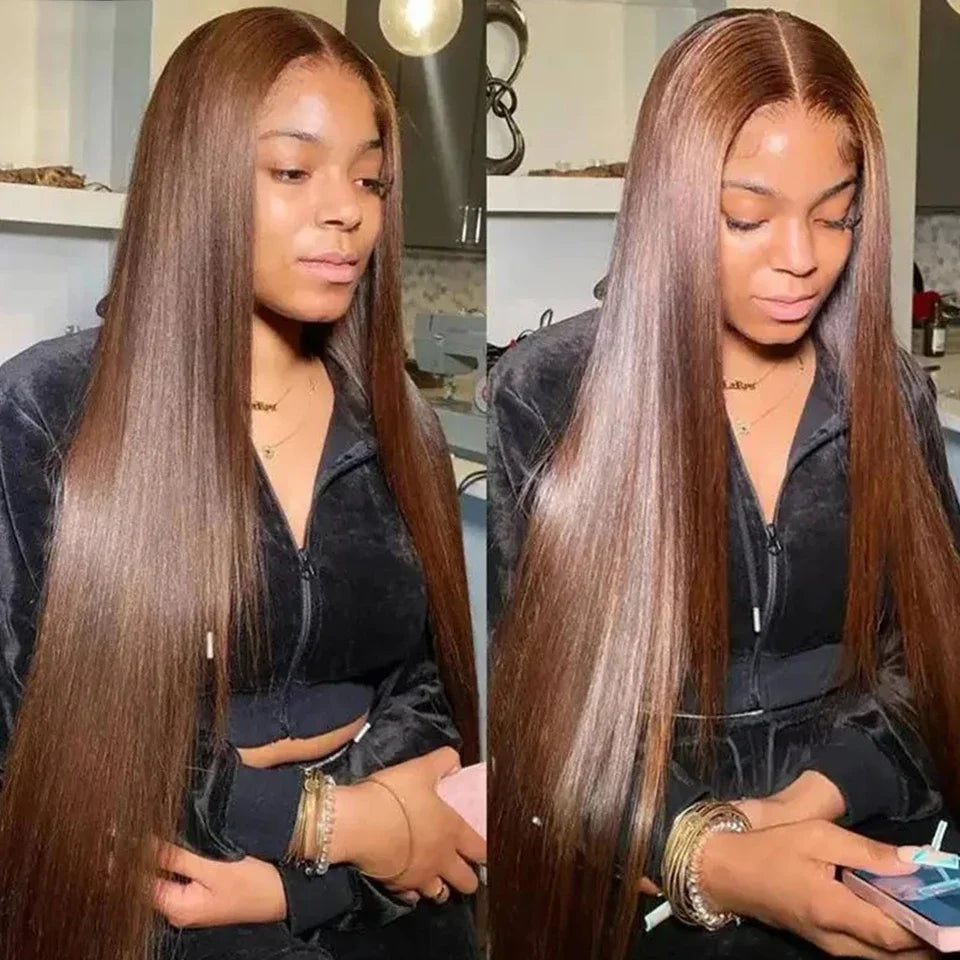 Straight #4 Chocolate Brown Raw Virgin Human Hair Weave Bundles 1/3/4Pcs Indian Bone Straight Extension For Women Sale Clearance