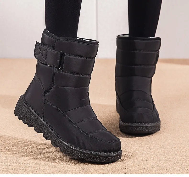 Women Boots 2025 Winter Shoes Woman Waterproof Snow Boots Winter Warm Fur Botas Mujer Korea Style Black Ankle Boots For Women