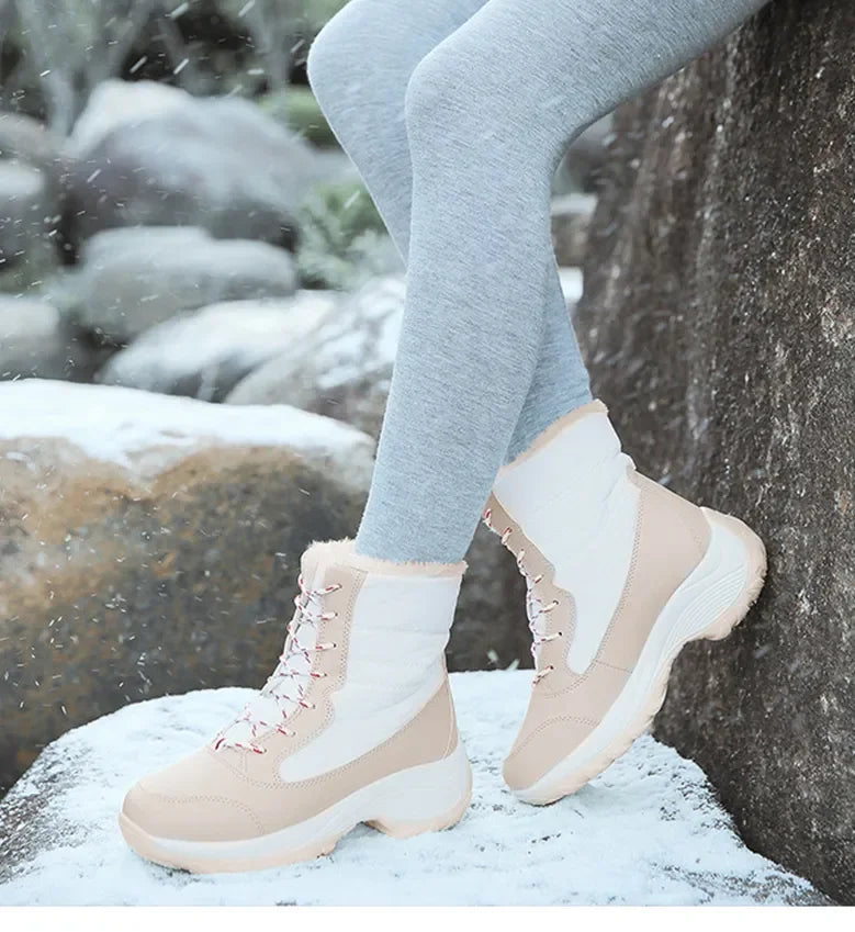 Women Boots Winter Platform Heels Snow Boots for Wamen 2023 Trend Fur Warm Ankle Boots Female Plush Winter Waterproof Shoes