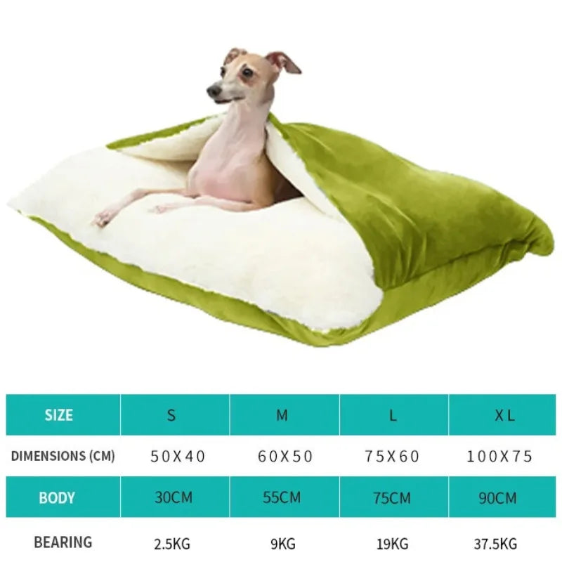 Pet Bed Dogs Kennel Winter Warm Removable Washable Bite-resistant Puppy Sofa Cushion Plush Cat Mat for Large Pet Sleeping Bag