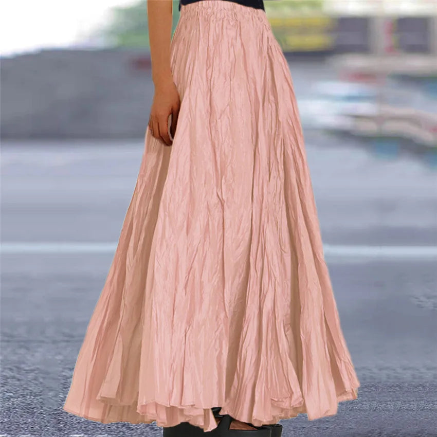 Fashionable Pleated A-line Skirt Spring Summer New Women's Solid Color Half Length Skirt With Elegant Pleats Floor Length Skirt