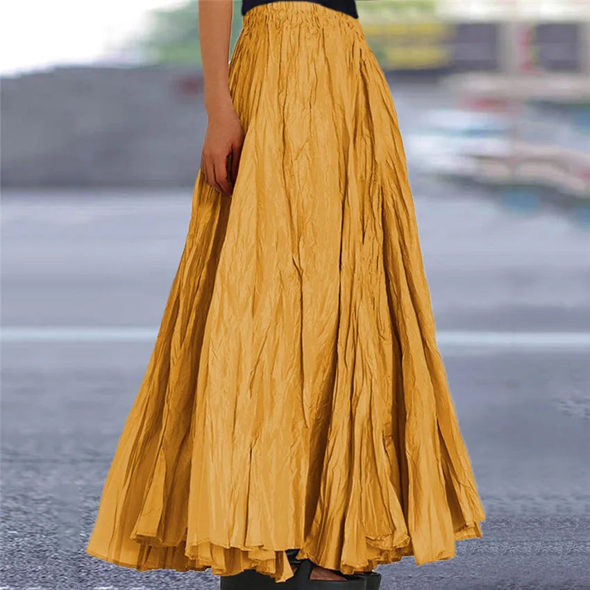 Fashionable Pleated A-line Skirt Spring Summer New Women's Solid Color Half Length Skirt With Elegant Pleats Floor Length Skirt