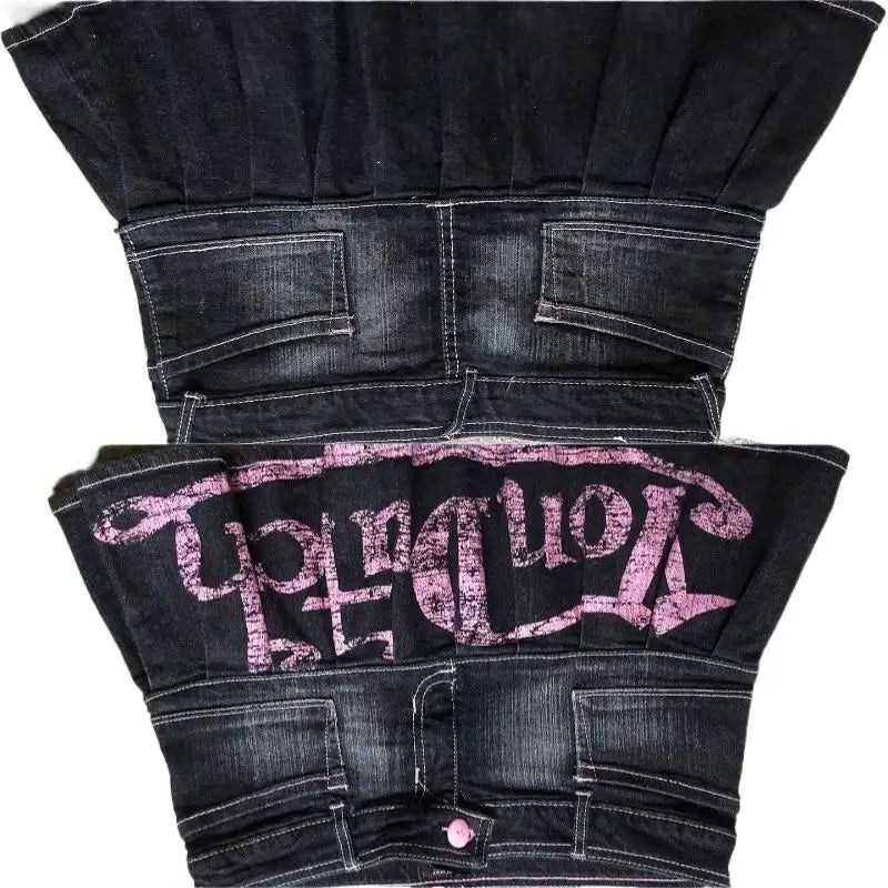 Korean Kopo Style Retro Letters Sexy Spice Girls A Word Denim Skirt Women's Y2K New Fashion Harajuku Hip-Hop Dance Street Wear
