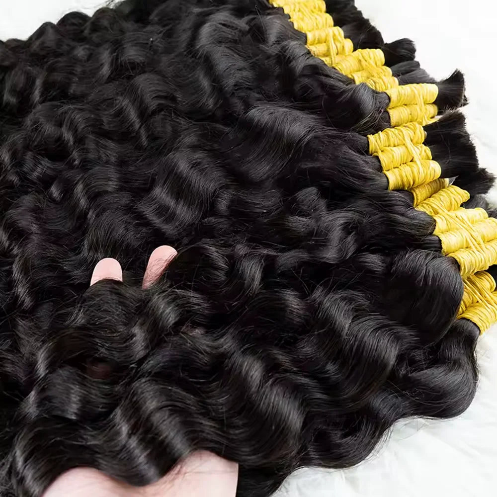 Boho Braids Human Hair Boho Hair for Braiding Knotless Deep Wave Human Hair Bulk Hair for Braiding For Women Choice