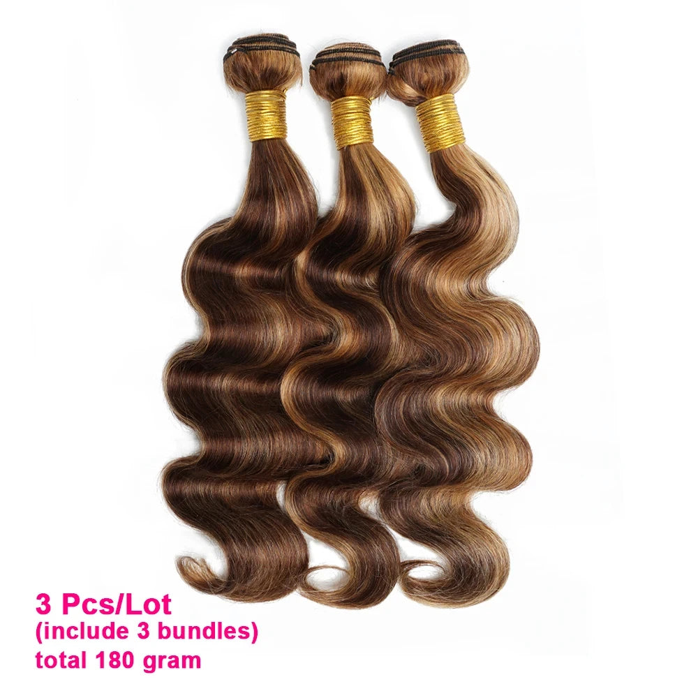 14A Highlight Ombre Body Wave Bundles Human Hair 100% Unprocessed Brazilian Colored 1 3 4 Pcs Raw Hair Bundles Weave Extensions