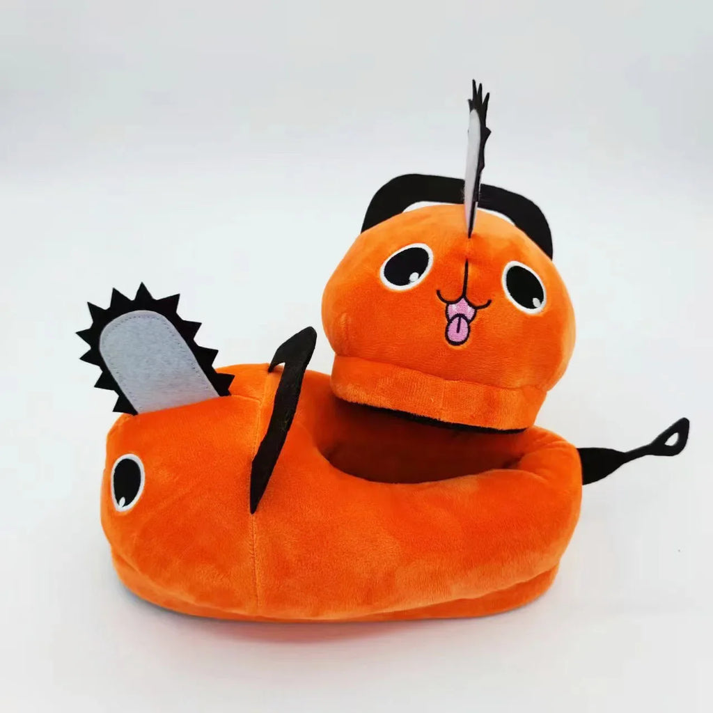 Anime Chainsaw Man Pochita House Slipper Winter Shoe Woman Warm Fuzzy Furry Cartoon Children Plush Grip Female Cute Home Slipper