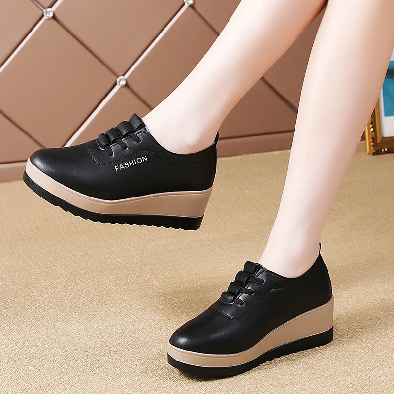 New women's 43 casual shoes, 100% genuine leather breathable and fashionable leather shoes for walking