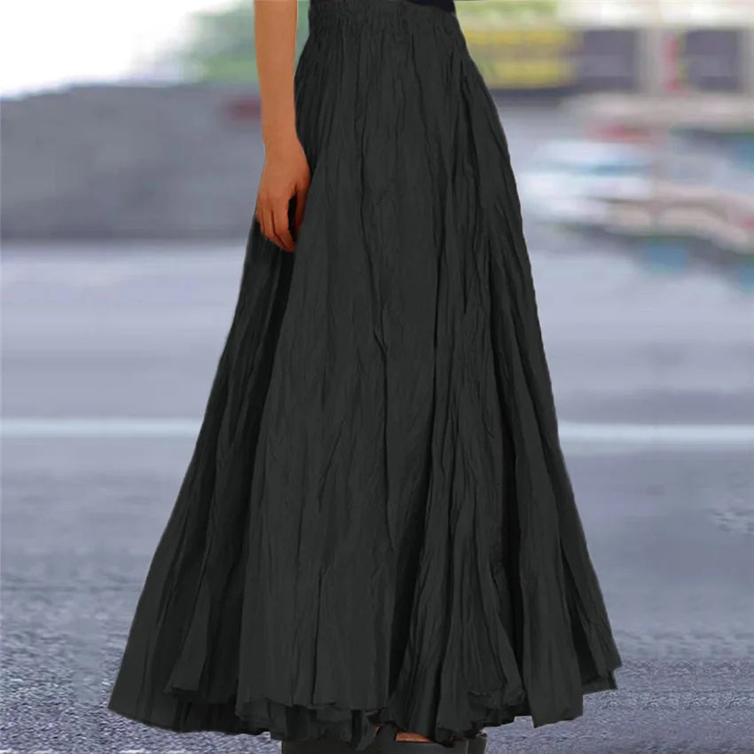 Fashionable Pleated A-line Skirt Spring Summer New Women's Solid Color Half Length Skirt With Elegant Pleats Floor Length Skirt